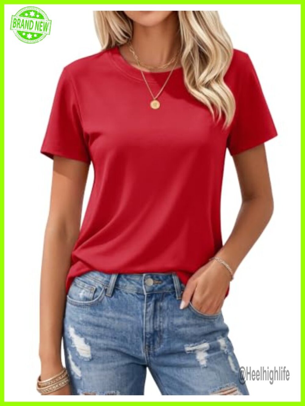 Women's Cotton Short Sleeve Crewneck T-Shirt Breathable Casual Summer Top